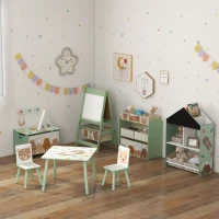 ZONEKIZ Scaffale Portagiochi per Bambini con 6 Contenitori Rimovibili in Tessuto, 63x30x66 cm, Verde(m-9)