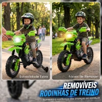 HOMCOM Mota Elétrica para Crianças 6V com Luzes e Música para Idades 3-6 Anos Verde(m-6)