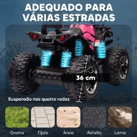 HOMCOM Quad Elétrico Infantil 12V com 2 Motores, 3-8 km/h, Música, Faróis LED e USB, Rosa(m-4)