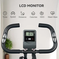 SPORTNOW Five-in-one Foldable Exercise Bike, Stationary Bike with Arm Workout Bands, LDC Monitor, Phone Holder, Black(m-9)