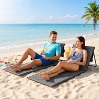 Outsunny Lot de 2 tapis de plage rembourré dossier inclinable multi-positions acier polyester gris(m-15)
