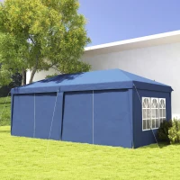 Outsunny 3x6m Pop-Up Gazebo, with Curtain Walls and Windows, Blue(m-10)