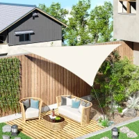 Outsunny Toldo Vela Triangular 5x5x5 m Vela de Sombra para Jardín Patio Terraza Poliéster Anti UV Color Crema(m-10)