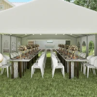 Outsunny Gazebo da Giardino 10x6m con Pareti Rimovibili e Finestre, Acciaio e Poliestere(m-7)