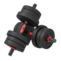 HOMCOM Juego de Mancuernas Ajustables 20 kg 2 en 1 con Barras Conexión y Barra de Extensión para Gimnasio en Casa Negro(m-1)