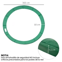 HOMCOM Cubierta de Protección Acolchada para Cama Elástica Borde de Seguridad para Trampolines con Diámetro Ø366 cm Verde(m-3)