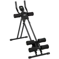 SPORTNOW Aparato de Abdominales Plegable con Pantalla LCD, Doble Riel, Espuma PVC, Marco de Acero, 92x41x83cm, Negro(m-1)