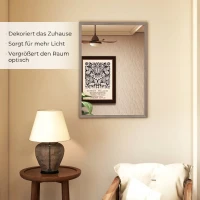 HOMCOM Wandspiegel, 50 x 70 cm, Rahmen in Holzoptik, einfache Montage, inkl. Schrauben(m-4)