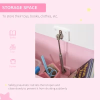HOMCOM 2 In 1 Wooden Toy Box, Seat Storage Bench, Storage Chest Cabinet Organiser with Safety Pneumatic Rod, Pink(m-4)