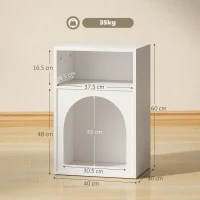 HOMCOM Bedside Table with 2 Open Compartments - White(m-3)