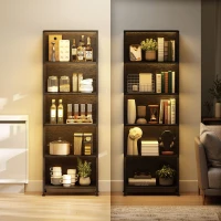 HOMCOM Bibliothèque étagère de rangement à 5 niveaux avec éclairage LED 7 couleurs, structure en acier, 60 x 30 x 179 cm, noir(m-7)