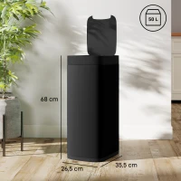 HOMCOM 50L Sensor-Mülleimer, berührungslos Küchenmülleimer mit Bewegungssensor, fingerabdruckresistent(m-3)