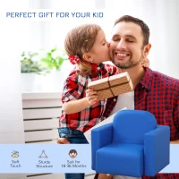 HOMCOM 2 In 1 Toddler Sofa Chair,  48 x 44 x 41 cm, for Game Relax Playroom, Blue(m-6)