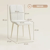 HOMCOM Sillas de comedor 2 unidades, sillas de cocina acolchadas con efecto lino y patas ligeras, crema(m-3)