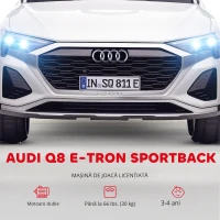 AIYAPLAY Mașină Electrică pentru Copii, 12V Audi Q8, 3-5 km/h, Telecomandă, Faruri, Muzică, Alb(m-7)