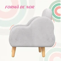 ZONEKIZ Fotoliu pentru Copii până la 3 Ani cu Brațe cu Model de Nor din Material Textil, 46x51x55cm, Gri(m-4)