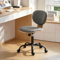 HOMCOM Home Office Desk Chair Rocking Function Ergonomic Swivel Chair with PU Wheels, Grey(m-9)