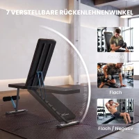 SPORTNOW Verstelbare halterbank met beensteun, 7-voudig verstelbare rugleuning, verstelbare bekleding, belastbaar tot 300 kg(m-5)