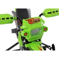 HOMCOM Kids Electric Motorbike, 6V Battery Powered Ride on Motorcycle with Training Wheels, Start-up Button, Pedal, Gift for Boys and Girls Ages 3-6 Years, Green(m-9)