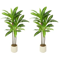 HOMCOM 90cm Lifelike Fake Tree, Artificial Dracaena Tree with Bendable Trunks, Green(m-15)