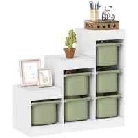 AIYAPLAY Meuble de rangement pour jouets des enfants avec 6 bacs amovibles, 3 niveaux de rangement, 96 x 38,5 x 90, vert(m-15)