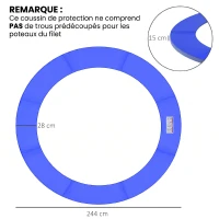 HOMCOM Coussin de protection pour trampoline de remplacement Ø 244 cm résistant aux rayons UV, anti déchirure bleu(m-3)