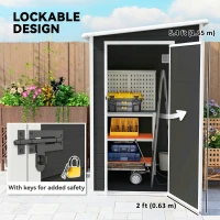 Outsunny 4 x 5FT Garden Storage Shed, Lean to Shed, Lockable Garden Shed with Window, Vent and Plastic Roof, Black(m-6)