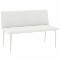 HOMCOM Scaun de sufragerie fără cotiere, material cu aspect de in, scaun de bucătărie cu spătar și picioare metalice, pentru living, Bej(m-8)