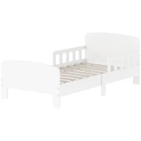 AIYAPLAY Lit enfant lit au sol enfant barrières de sécurité haut sommier à lattes et cadre robuste 143,5 x 74,2 x 54 cm blanc(m-12)