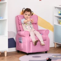 HOMCOM Kindersofa Kindersessel mit Fußstütze Armlehne verstellbare Rückenlehne Relaxsessel Kindercouch Stuhl Liegecouch Kinder Sofa für 3-5 Jahre Jungen und Mädchen Rosa(m-10)