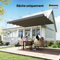 Outsunny Toile de toit pour pergola tonnelle rétractable de 4 x 3 m - toile uniquement 350 x 260 cm gris foncé(m-8)