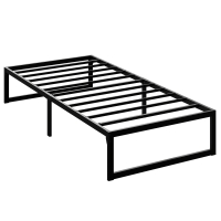 HOMCOM 3ft Single Bed Frame with Underbed Storage and Steel Slat Support, 32.5 cm Height, Noise-Free, Black