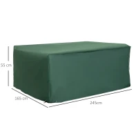 Outsunny Funda para Muebles de Jardín 245x165x55 cm Cubierta de Protección de Exterior con Ojales de Aluminio y Tela Oxford Impermeable para Terraza Patio Balcón Verde(m-3)