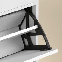 HOMCOM Moderne schoenenkast voor maximaal 12 paar schoenen, met 2 kleppen, lade en verstelbare plank, wit(m-8)