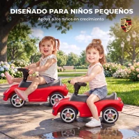 AIYAPLAY Correpasillos para Bebés de 18-36 Meses Licencia de Porsche con 2 Faros Bocina Sonido de Arranque 63x28,5x38 cm Rojo(m-6)