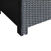 Outsunny PE Rattan Coffee Table, Rectangular Outdoor Coffee Table with Tempered Glass Top, 70 KG Capacity for Garden, Balcony, Terrace, Patio, Black(m-7)