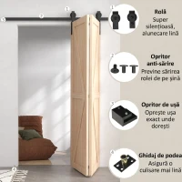 HOMCOM Kit pentru ușă glisantă pliabilă, oțel carbon, negru, 152,5x0,5x4 cm(m-5)