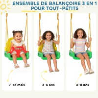 AIYAPLAY Portique Balançoire Enfants 3-en-1, Balançoire Pliable avec Siège Réglable, Intérieur et Extérieur, Multicolore(m-4)