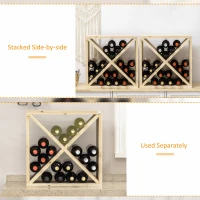 HOMCOM 24 Bottles Wine Rack, Solid Wood Wine Holder Stand, Natural Wood Finish(m-5)