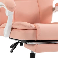 HOMCOM Cadeira de Escritório Ergonómica, Poltrona de Escritório Reclinável em Couro Sintético Adequado para Animais, Altura Regulável, Rosa(m-10)