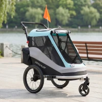 AIYAPLAY 2 in 1 Fahrradanhänger & Buggy Faltbar Kinderfahrradanhänger mit 5-Punkt Gurt Reflektoren 16-Zoll-Luftreifen Bremse(m-8)