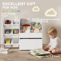 AIYAPLAY Estante Infantil para Brinquedos com 6 Caixas Removíveis 3 Prateleiras Abertas e Gaveta Inferior com Rodas 100x30x80 cm Branco(m-8)