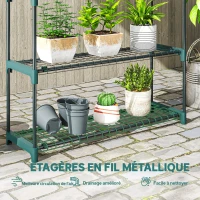 Outsunny Lot de 2 Étagères à Plantes 4 Niveaux Intérieur Extérieur, Supports pour Plantes en Métal, 90 x 28 x 104 cm, Vert(m-5)