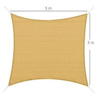 Outsunny Toldo Vela Cuadrado 3x3 m Vela de Sombra para Jardín Patio Terraza HDPE Anti UV y Transpirable Color Arena(m-3)