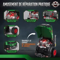 AIYAPLAY Jouet Moteur de Camion pour Enfants, Camion Mécano, Volant avec Effet de Brume, Sonores et Lumineux pour 3-6 Ans, Vert(m-4)