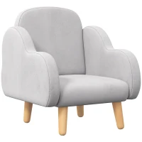 ZONEKIZ Fotoliu pentru Copii până la 3 Ani cu Brațe cu Model de Nor din Material Textil, 46x51x55cm, Gri(m-1)