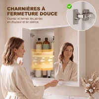HOMCOM Armoire Murale Miroir Salle de Bain 2 étagères dim. 48L x 14l x 45H cm Panneaux Particules MDF Blanc(m-9)