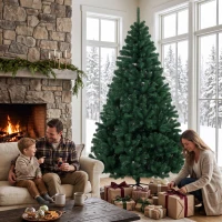HOMCOM 7ft Artificial Christmas Tree, Fir Hinged Xmas Tree with 1100 Branch Tips, Foldable Steel Stand, Green(m-9)