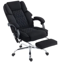 HOMCOM Office Chair with 6-point Vibration Massage and Heat, Fabric Desk Chair with Footrest, High Back, Black(m-1)