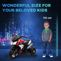HOMCOM Kids Electric Motorcycle, 6V Ride on Motorcycle with 3 Wheels, LED Headlight, Music, Horn for Boys Girls 3-5 Y, Red(m-7)